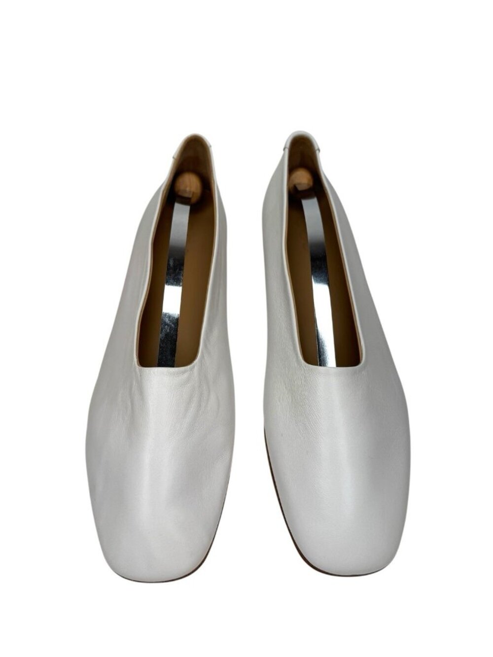 COS EU 41 US 10 White Leather Square Toe Ballet Flats NWT Size